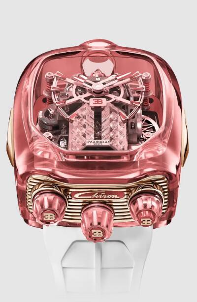 Jacob & Co bugatti chiron tourbillon Pink sapphire crystal Replica watch BU210.80.AT.UA.ABRUA